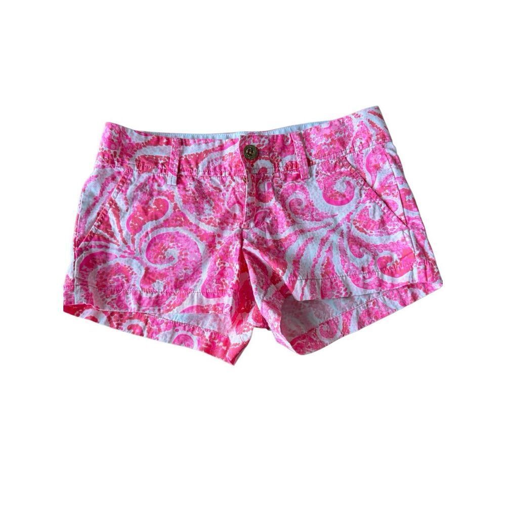 Lilly Pulitzer Womens Low Rise The Walsh Shorts Pinky Pout Paisley Size 0
